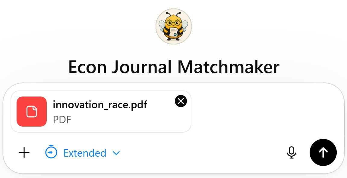 Screenshot of the Econ Journal Matchmaker tool